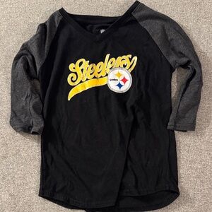 5/$15- Steelers Kids Black and Gray Raglan Shirt